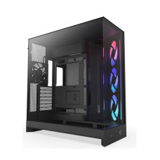NZXT H9 Flow RGB, Dual-Chamber ATX Mid-Tower Case High-Airflow Design with Panoramic Tempered Glass, Supports Dual 360mm Radiators, Up to 10 Fans, Up To E-ATX Compatibility, Black | CM-H92FB-R1